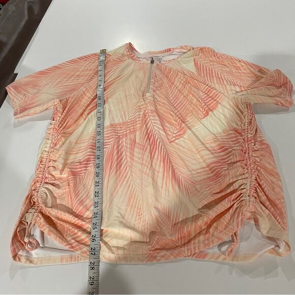 Calia Coral Orange Print Short Sleeve Quarter Zip Rashguard Size 2X - Picture 8 of 8